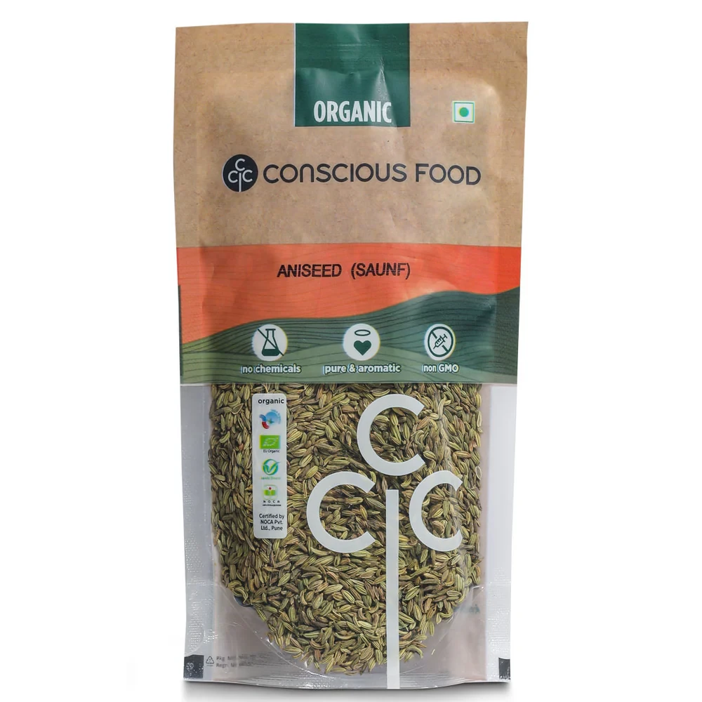 Conscious Food Aniseed / Sweet Fennel Saunf 100g Whole Organic